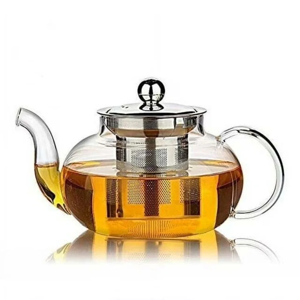 NEW Borosilicate Personal Glass Teapot Stainless Steel Infuser with‎ Lid Small